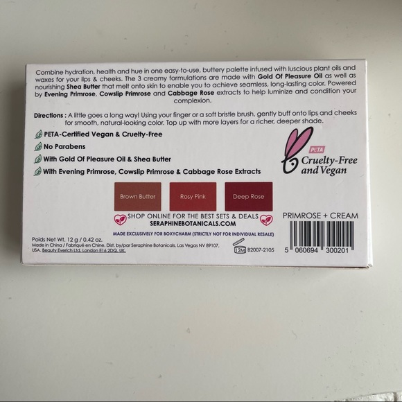 New In Box Seraphine Botanicals Primrose & Cream Lip/Cheek Cream Palette - Picture 3 of 3